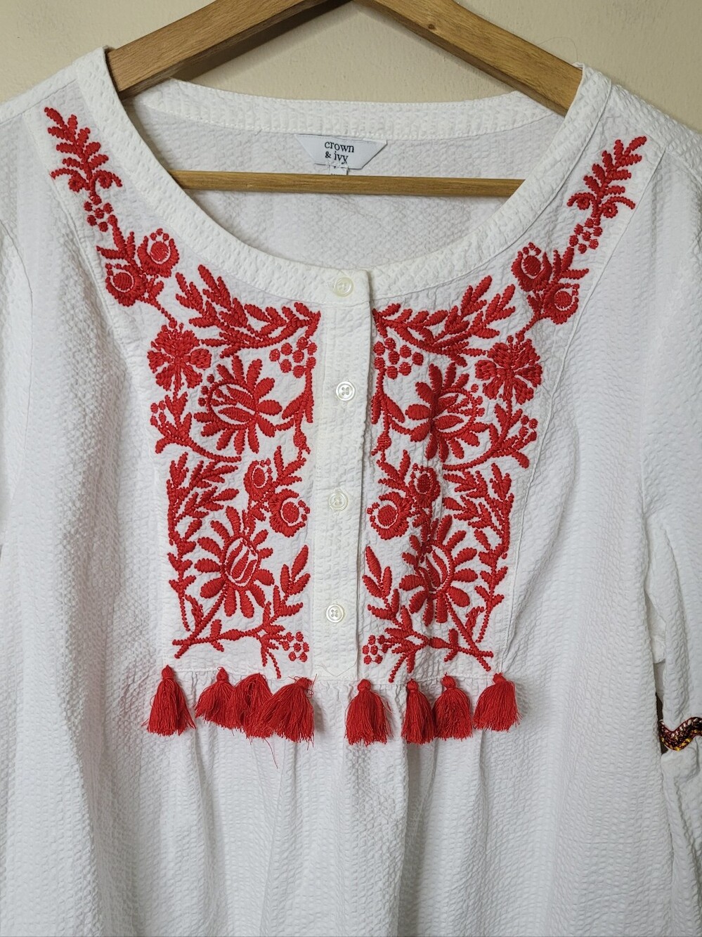 Crown & Ivy Embroidered Tassel Top - Picture 3 of 7